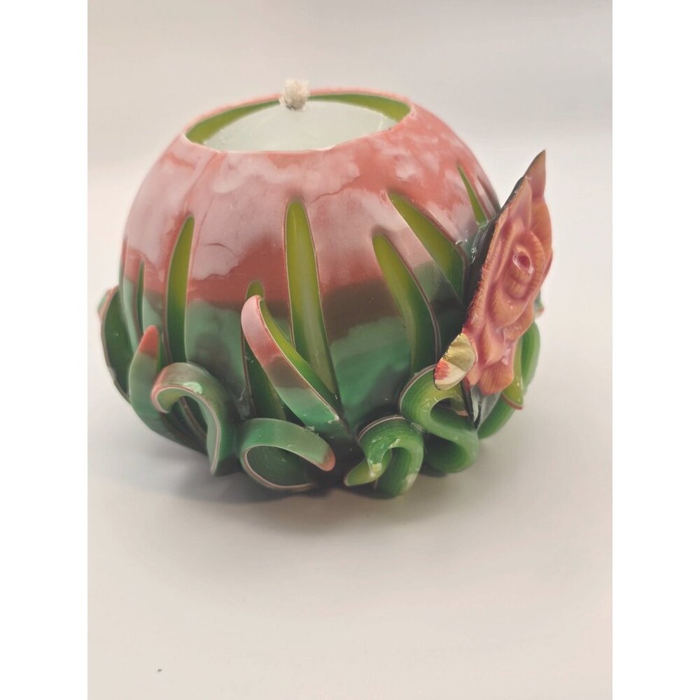 Rose hand Carved Round Candle - Picture 5 of 6
